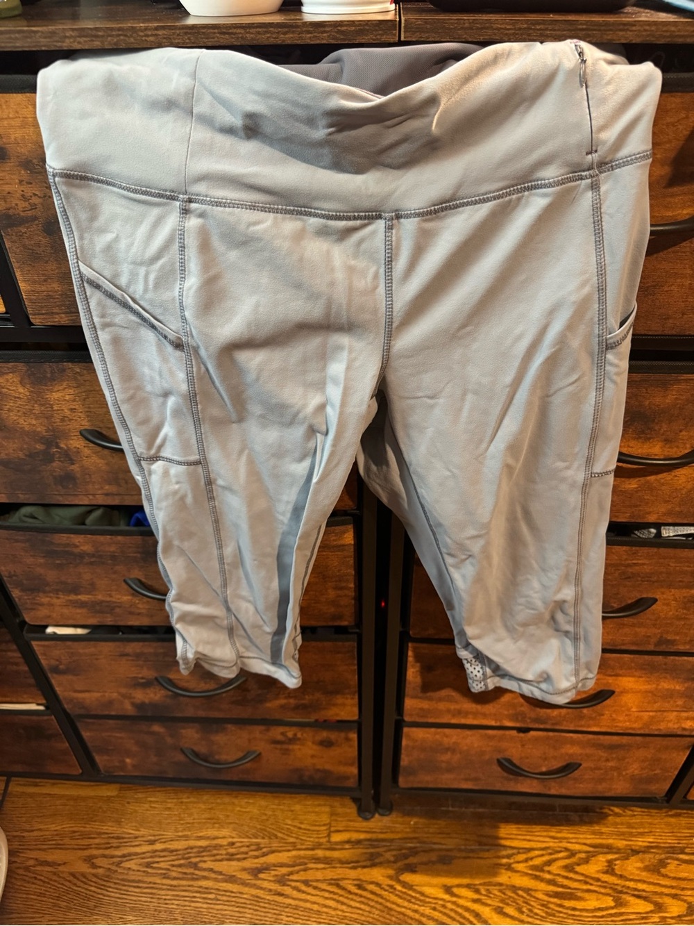 aerie Light Gray Track Capri Joggers with Side Pockets
